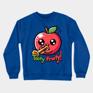 Tooty Fruity! Cute Trumpet Playing Apple Pun Crewneck Sweatshirt